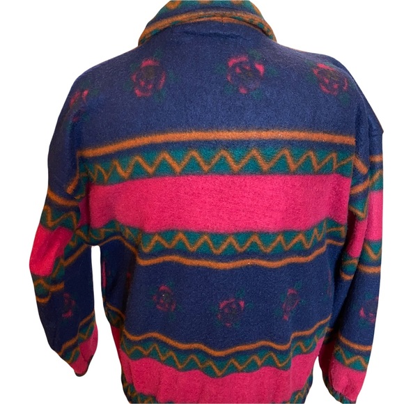 Vintage Southwestern fleece shacket roses Aztec zipper Yellowstone jacket - Picture 11 of 14